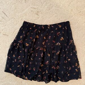 NWT-Free People Mini Skirt with Ruffled Tiers and flowers